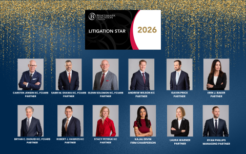 Congratulations to 12 of our lawyers recognized as Litigation Stars in the latest Benchmark Canada rankings